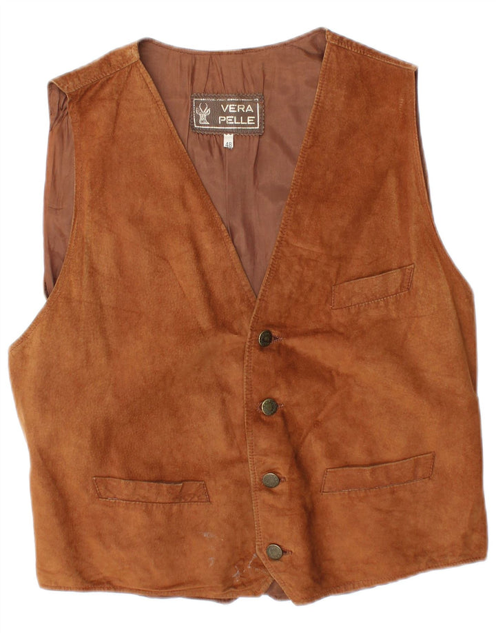 Vintage Herren Wildlederweste IT 48 Mittelbraunes Leder