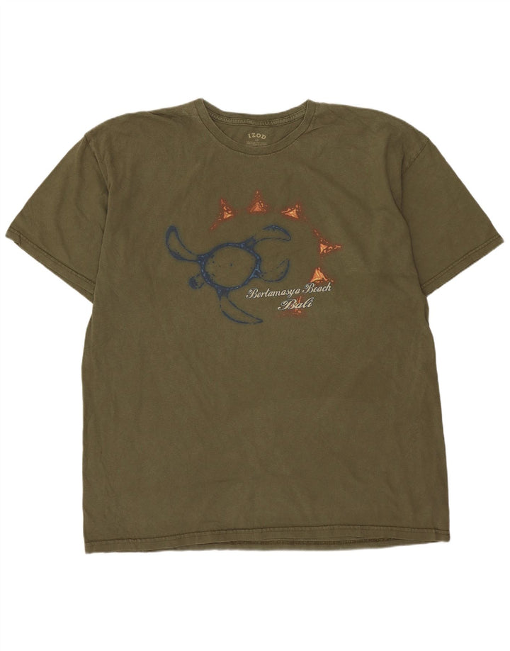 Izod Herren-T-Shirt mit Grafik, groß, Khaki, Baumwolle
