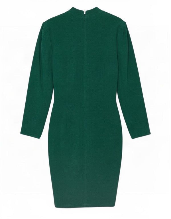 Vintage Damen Langarm-Etuikleid UK 12 Mittelgrün