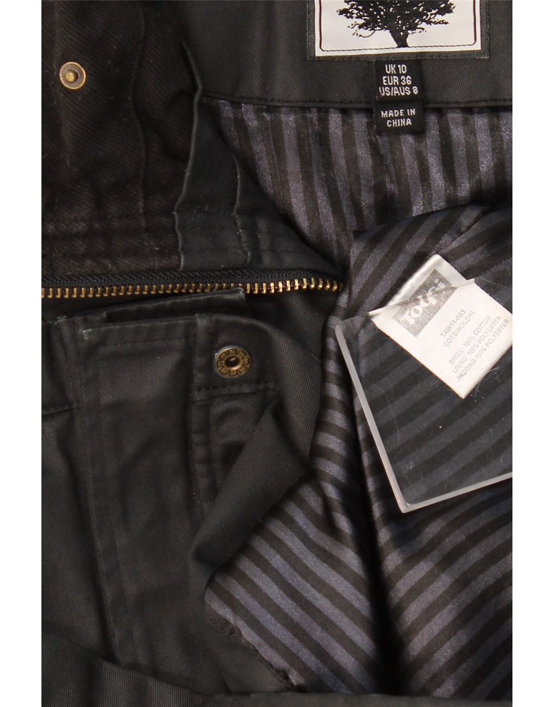 TOGGI Damenmantel UK 10 Small Schwarz Baumwolle