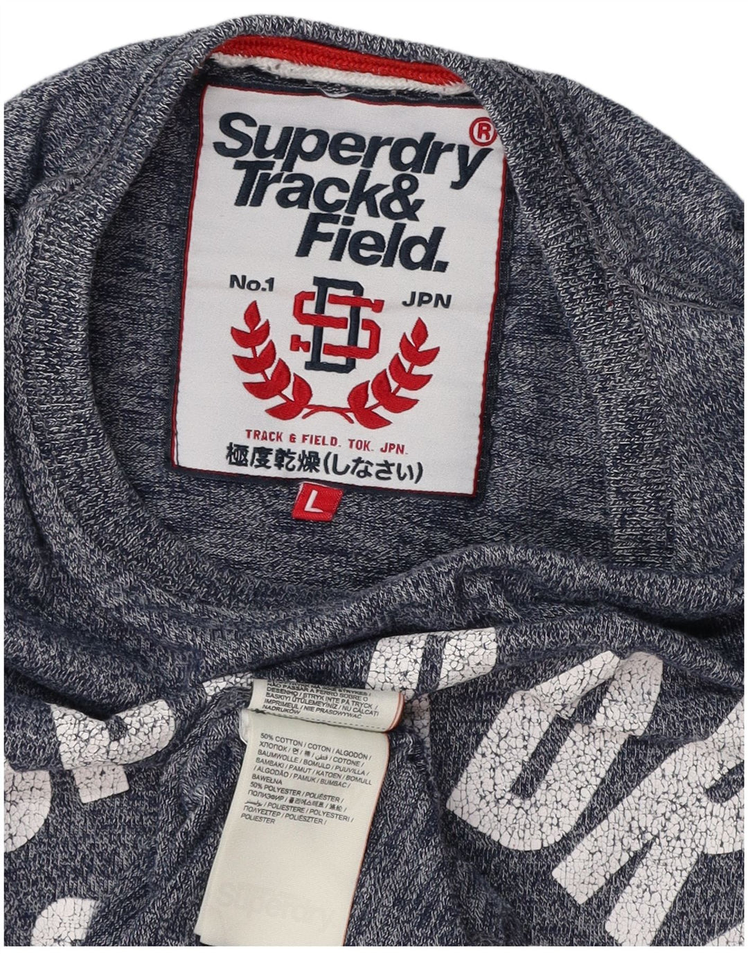 SUPERDRY Herren Leichtathletik-T-Shirt mit Grafik, groß, blau gesprenkelte Baumwolle