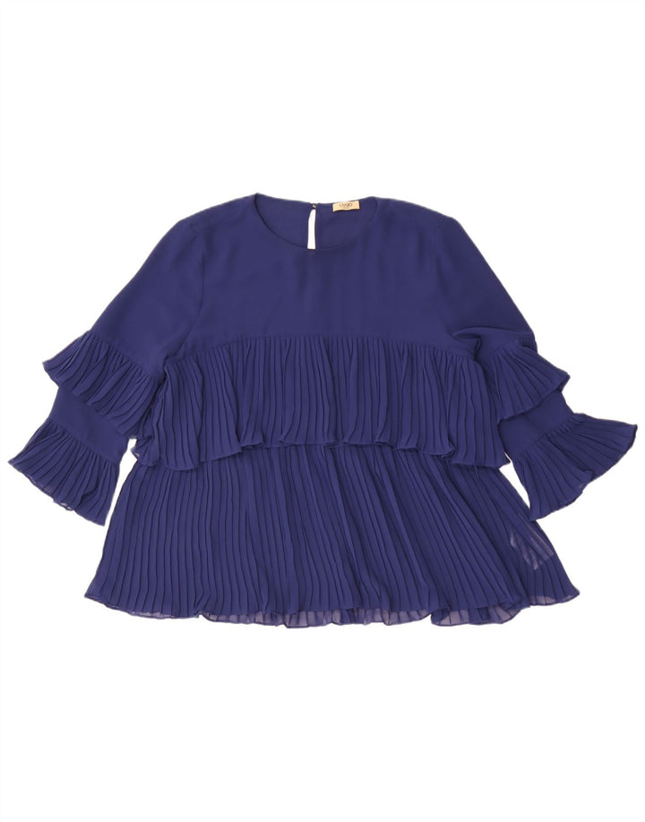 Liu Jo Damen-Blusenoberteil mit 3/4-Ärmeln, Größe 46, Marineblau, Polyester