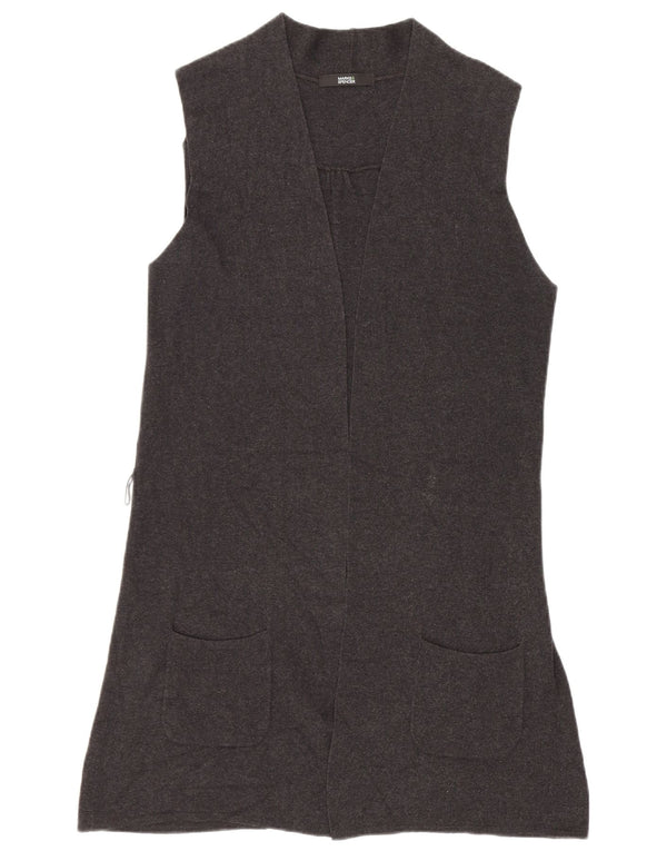 Marks & Spencer Damen Ärmelloser Cardigan-Pullover UK 12 Mittelgrau