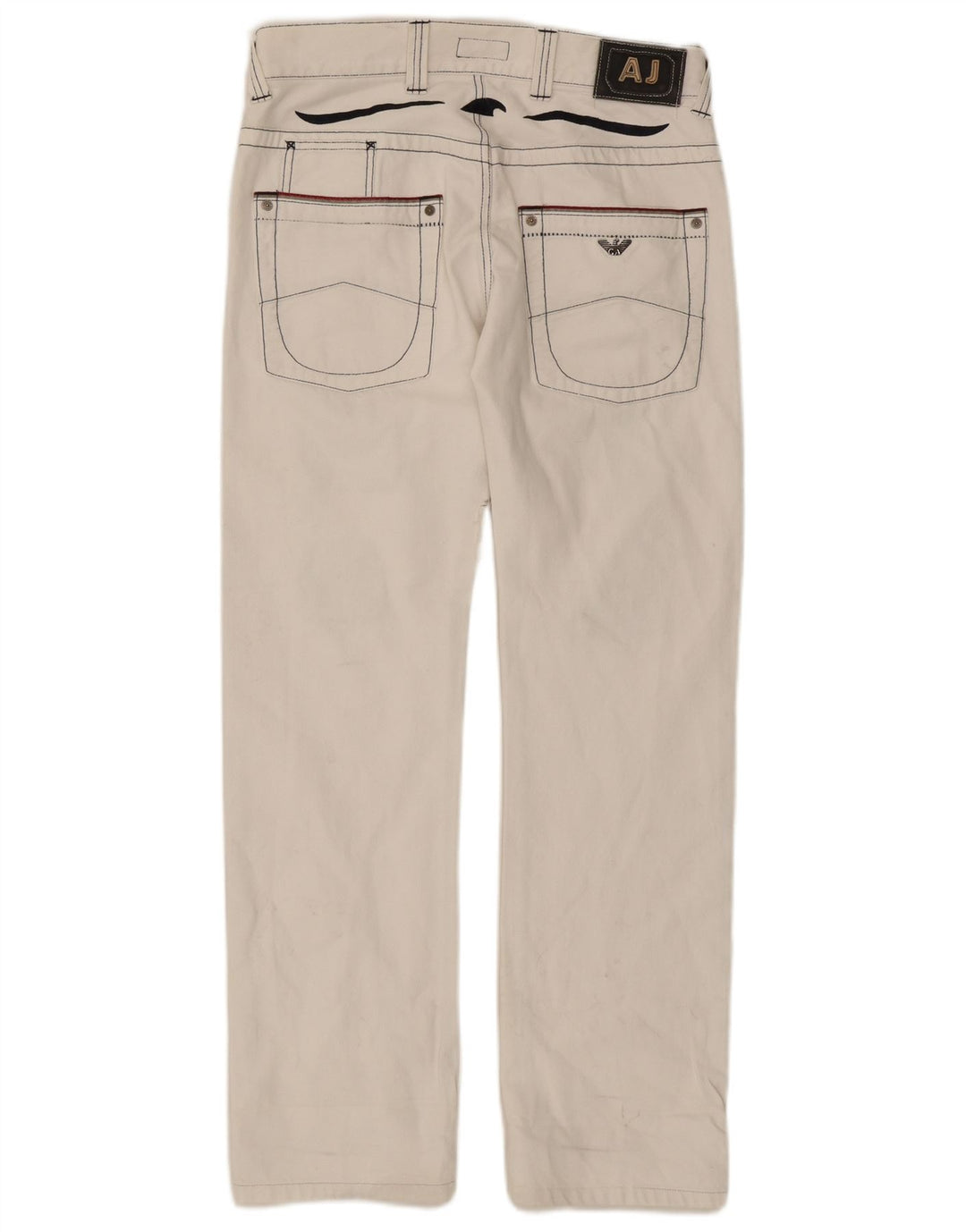 Armani Damen Distressed Straight Jeans W32 L30 Weiße Baumwolle