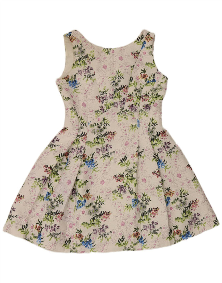 Ärmelloses Swing-Kleid für Damen von Oasis, UK-Größe 44, Mittelweiß, Blumenmuster, Polyester