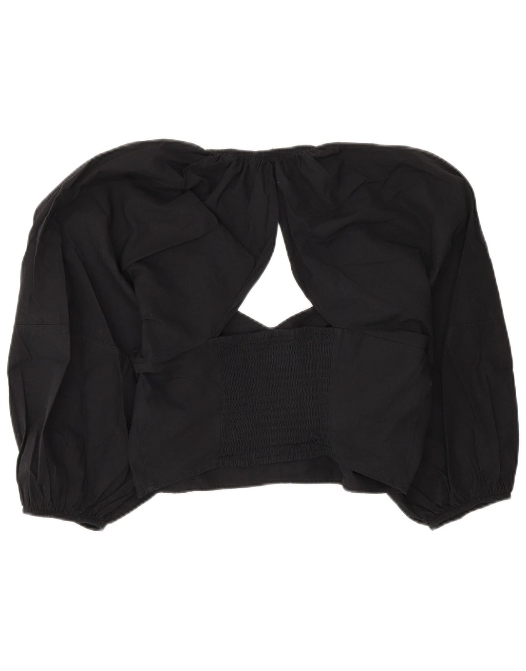 Zara Damen Crop Bluse Top UK 14 Large Schwarz