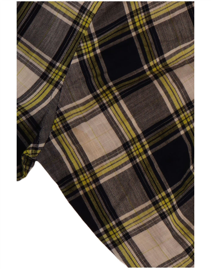 Benetton Kariertes Herrenhemd, groß, marineblau, kariert, Baumwolle