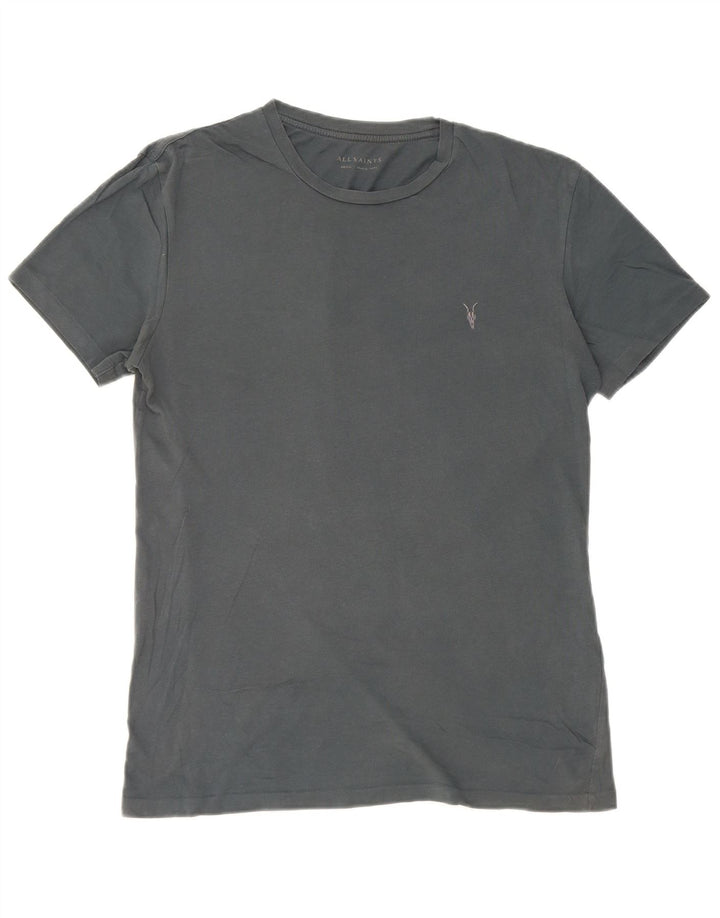 All Saints Herren T-Shirt Top Small Grau Baumwolle