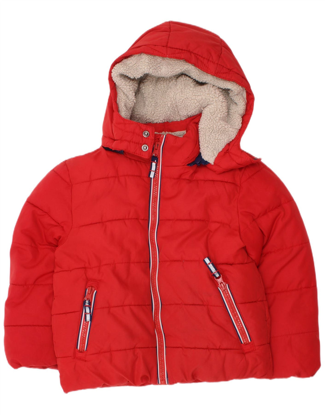 Boden Wattierte Jacke mit Kapuze für Jungen, 3–4 Jahre, rotes Polyester