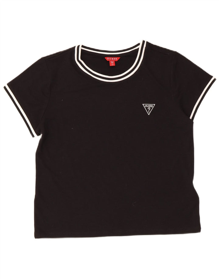 Guess Damen T-Shirt Top UK 14 Large Schwarz Polyester