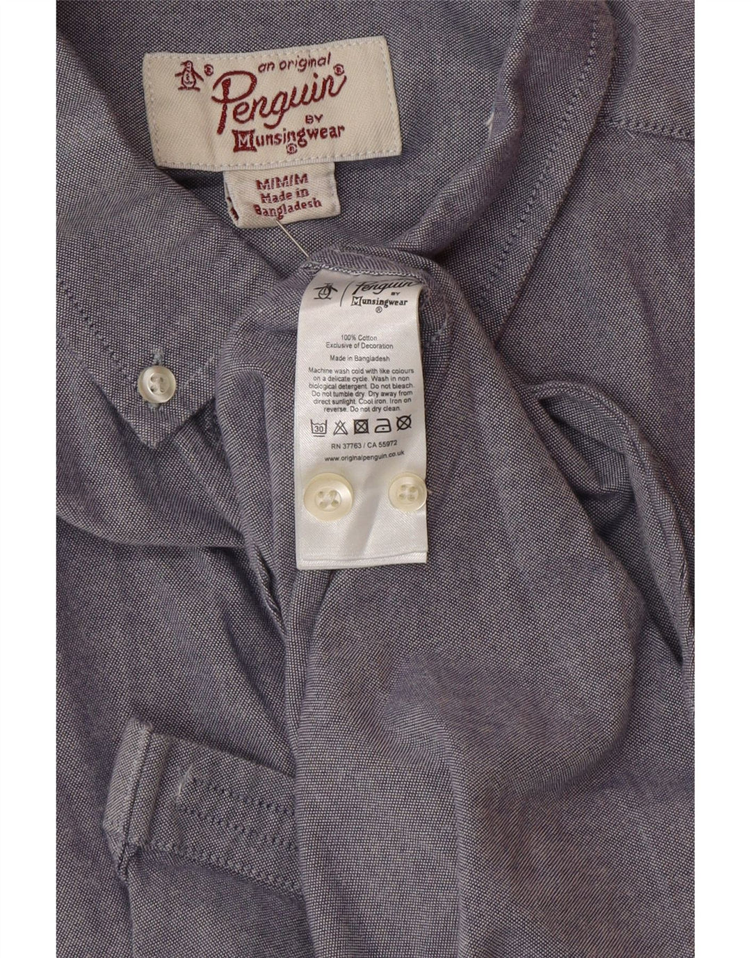 Penguin Herren Heritage Slim Fit Hemd aus mittelblauer Baumwolle