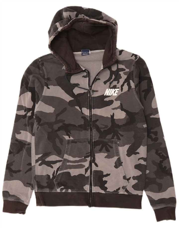 Nike Herren-Kapuzenpullover mit Reißverschluss, klein, graue Camouflage-Baumwolle