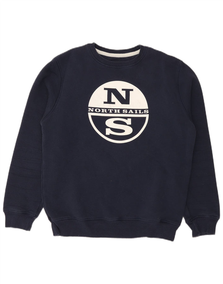 North Sails Herren-Sweatshirt mit Grafik, Größe S, marineblaue Baumwolle