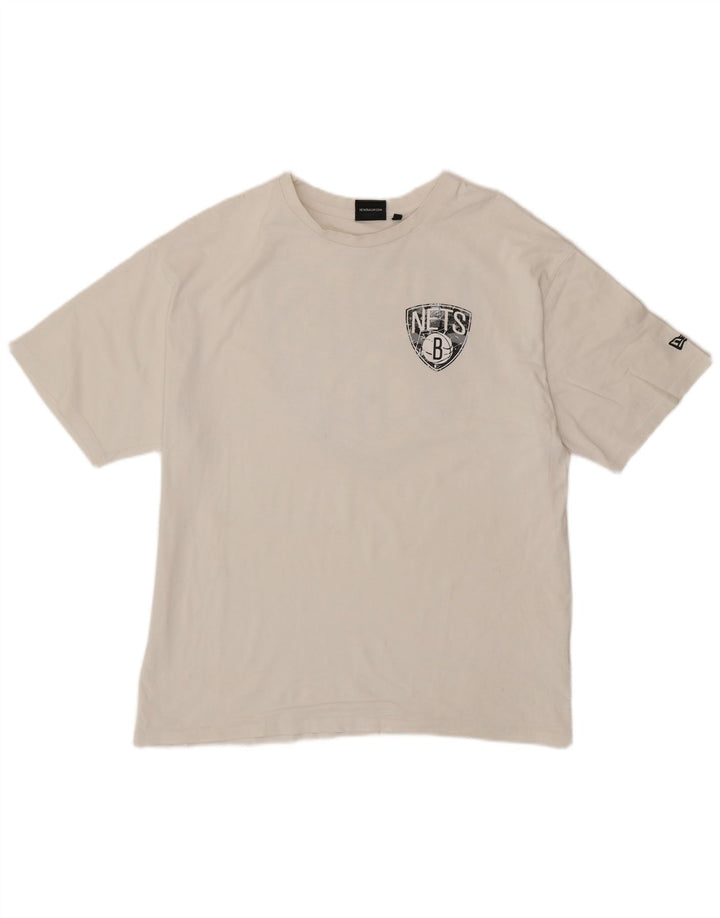 New Era Herren Brooklyn Nets Grafik-T-Shirt-Oberteil, Größe L, Weiß