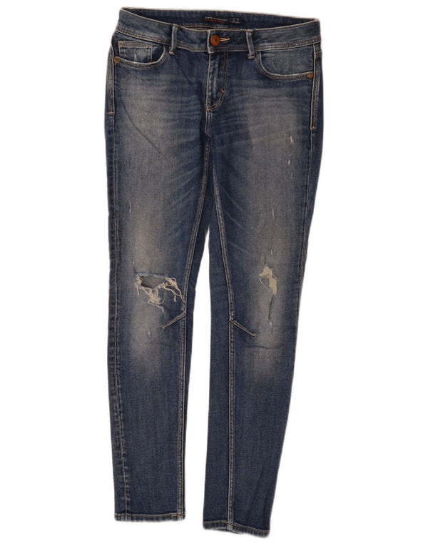 Zara Damen Distressed Skinny Jeans EU 36 XS W26 L29 Blaue Baumwolle