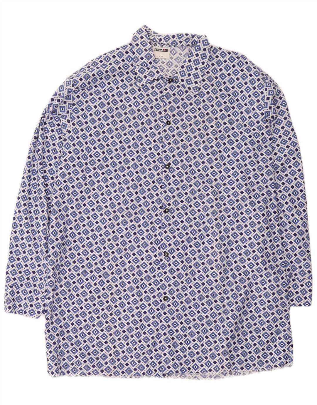 Vintage Herrenhemd Größe 42 Groß Blau Geometrisch