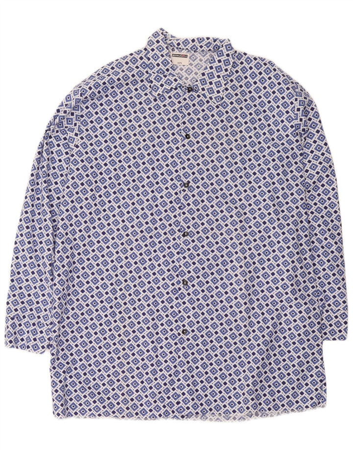 Vintage Herrenhemd Größe 42 Groß Blau Geometrisch