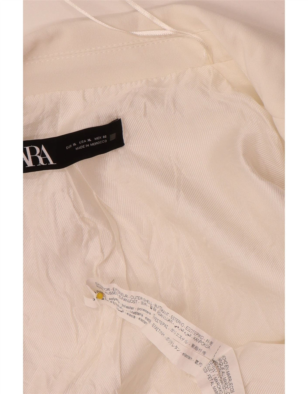 Zara Damen-Blazer mit 3/4-Ärmeln, offen, UK 18, XL, Weiß, Polyester