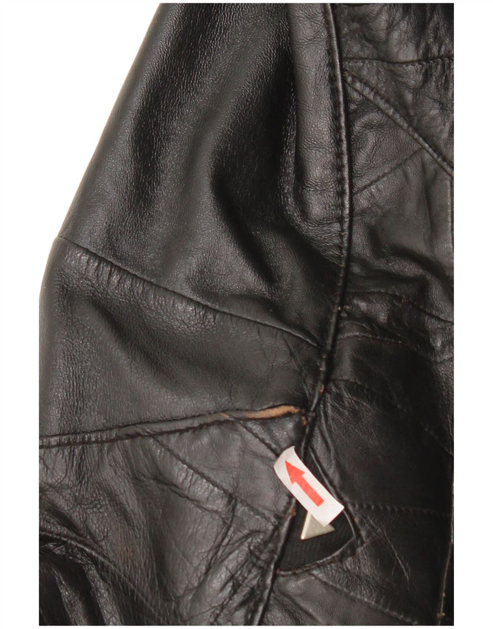 Vintage Damen Bomber Lederjacke UK 12 Mittelschwarzes Leder