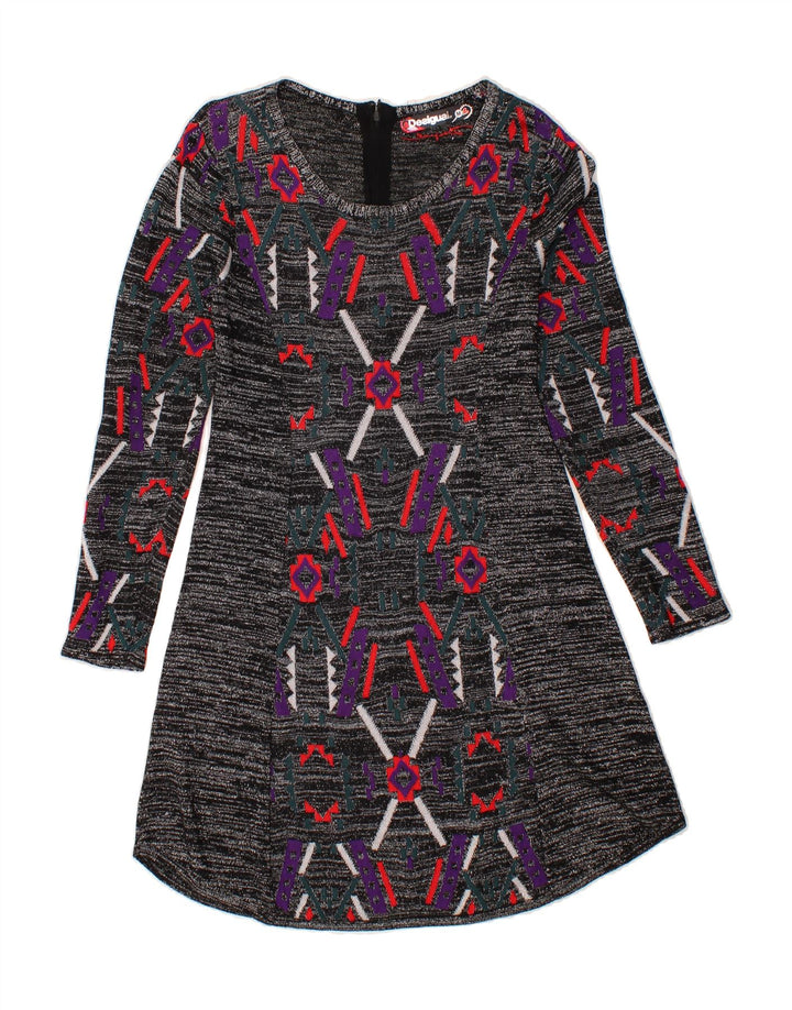 DESIGUAL Womens Abstract Pattern Jumper Dress UK 12 Medium Grey Vintage Desigual and Second-Hand Desigual from Messina Hembry 