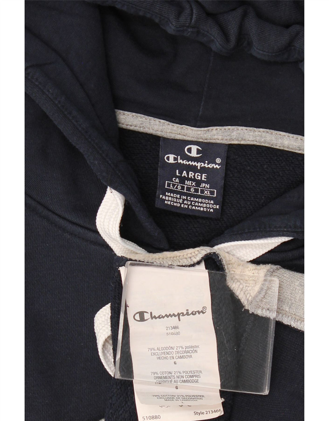 Champion Herren-Kapuzenpullover mit grafischem Reißverschluss, groß, marineblau, Colourblock-Baumwolle