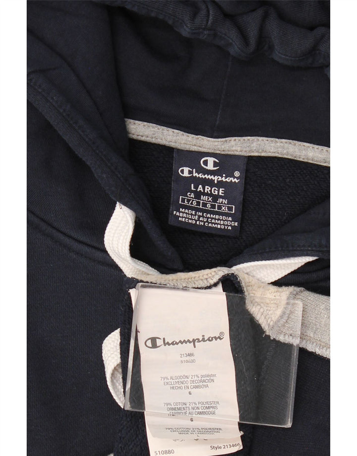 Champion Herren-Kapuzenpullover mit grafischem Reißverschluss, groß, marineblau, Colourblock-Baumwolle