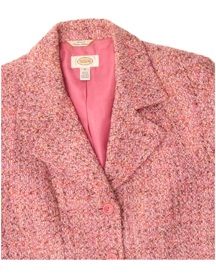 TALBOTS Damen-Blazerjacke mit 3 Knöpfen, US 8, mittelrosa geflecktes Acryl