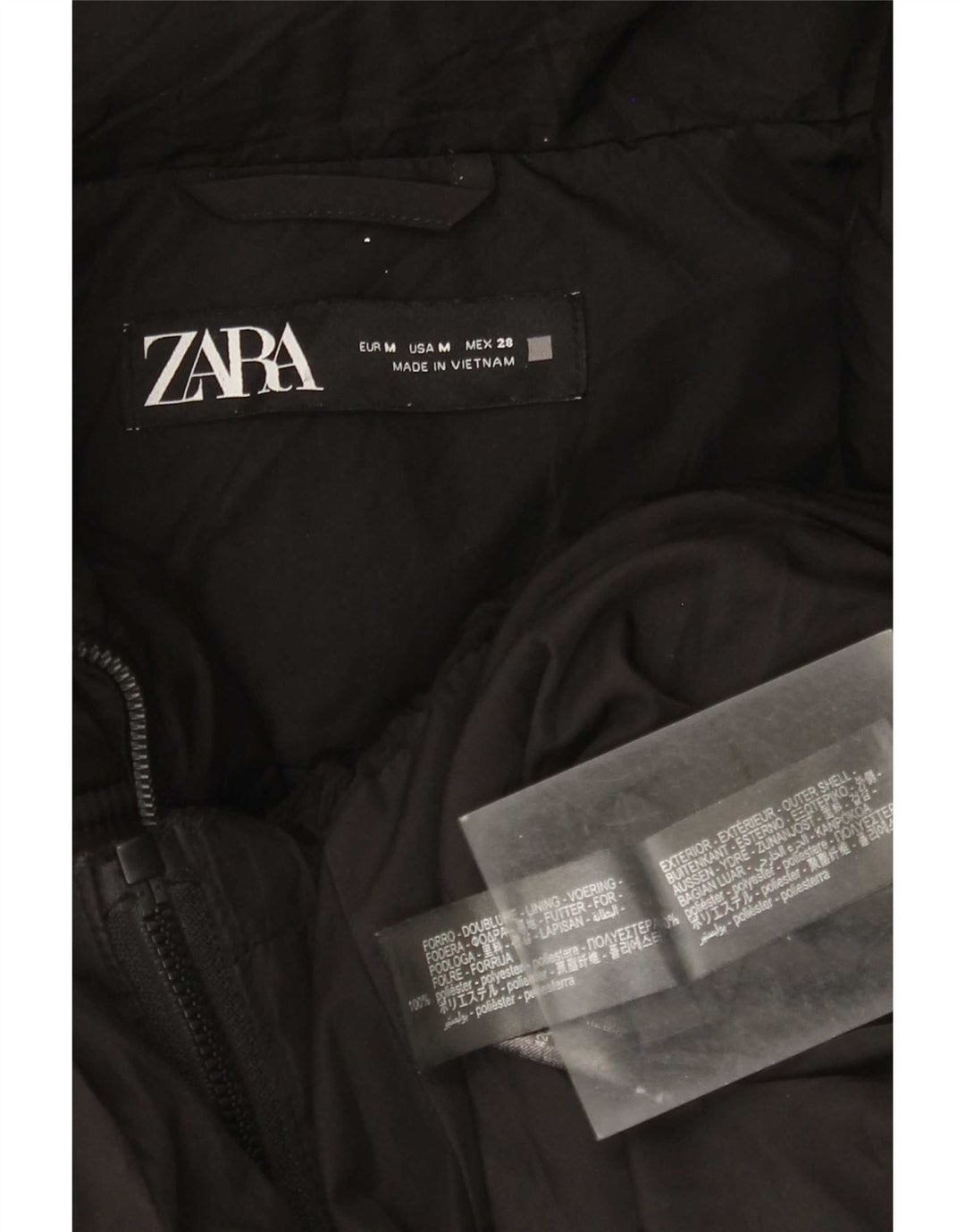 Zara Damen-Kapuzen-Übergröße, gepolsterte Jacke, UK 14, Mittelschwarz, Polyester