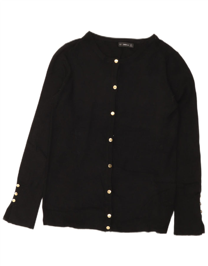 Zara Damen-Cardigan-Pullover UK 14 Große schwarze Viskose