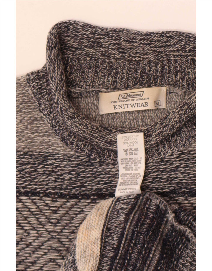St. Bernard Rollkragenpullover für Herren, mittelgrau, gestreift, Acryl
