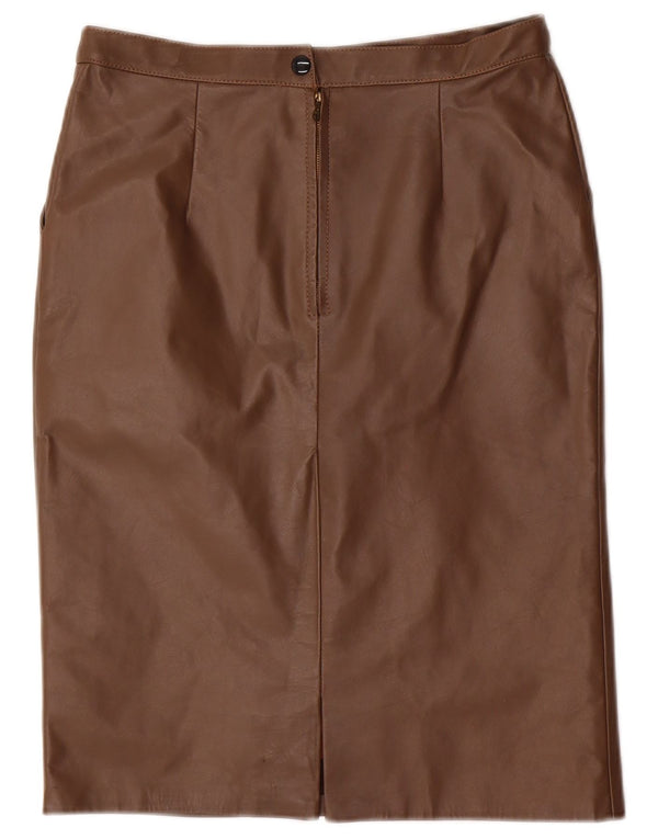 VINTAGE Damen Midi-Bleistiftrock W28 Mittelbraun