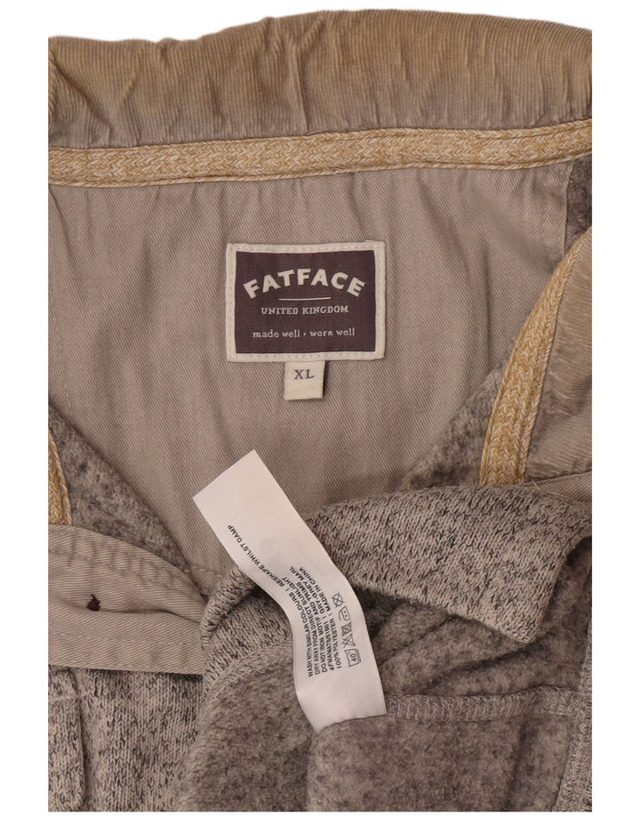Fat Face Herren-Sweatshirt mit Knopfkragen, XL, grau geflecktes Polyester