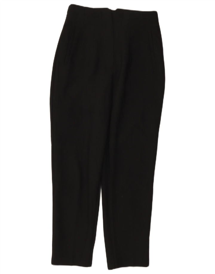 Zara Damen Tapered Chino-Hose, Größe S, W26, L27, Schwarz, Polyester