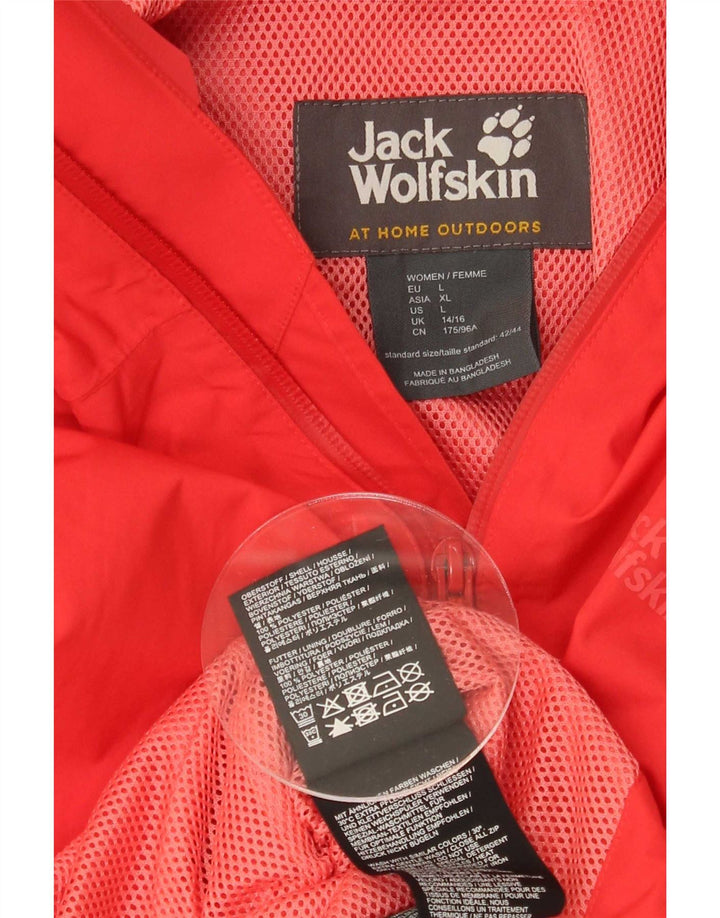 Jack Wolfskin Damen-Regenjacke mit Kapuze, UK 14/16, großes rotes Polyester