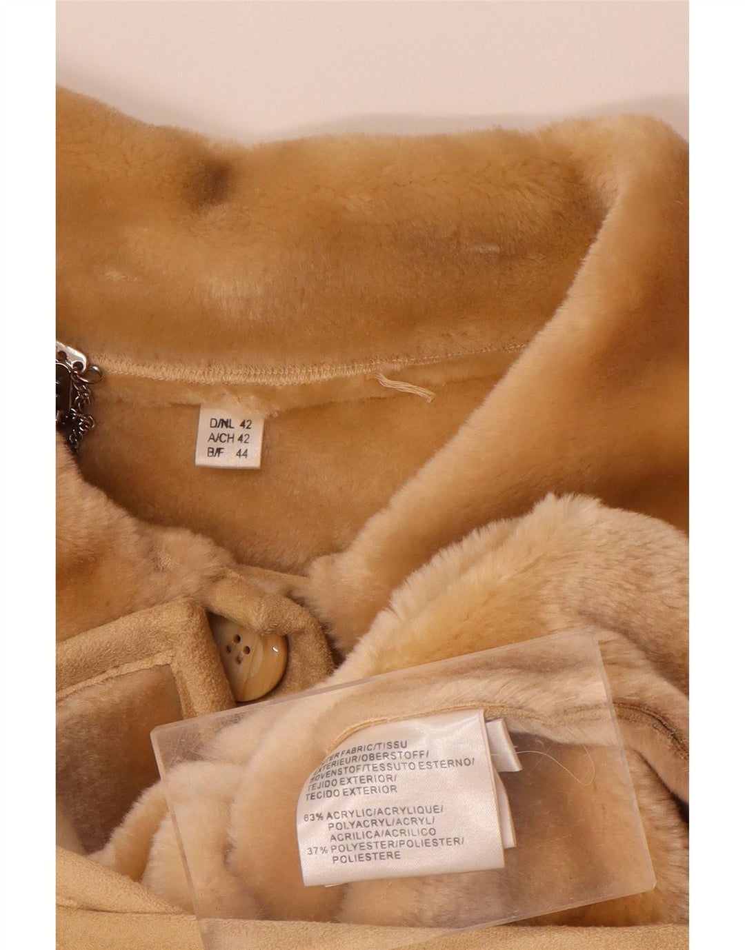 VINTAGE Damen Sherpa Jacke EU 44 XL Beige Acryl