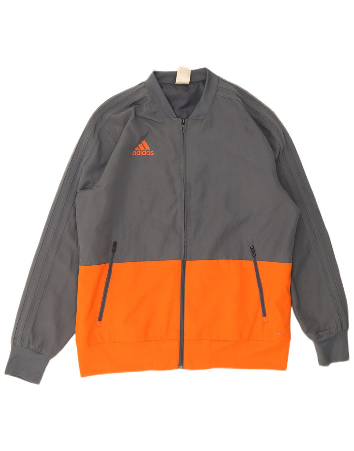Adidas Herren Bomberjacke UK 40 Large Grau Colourblock Polyester