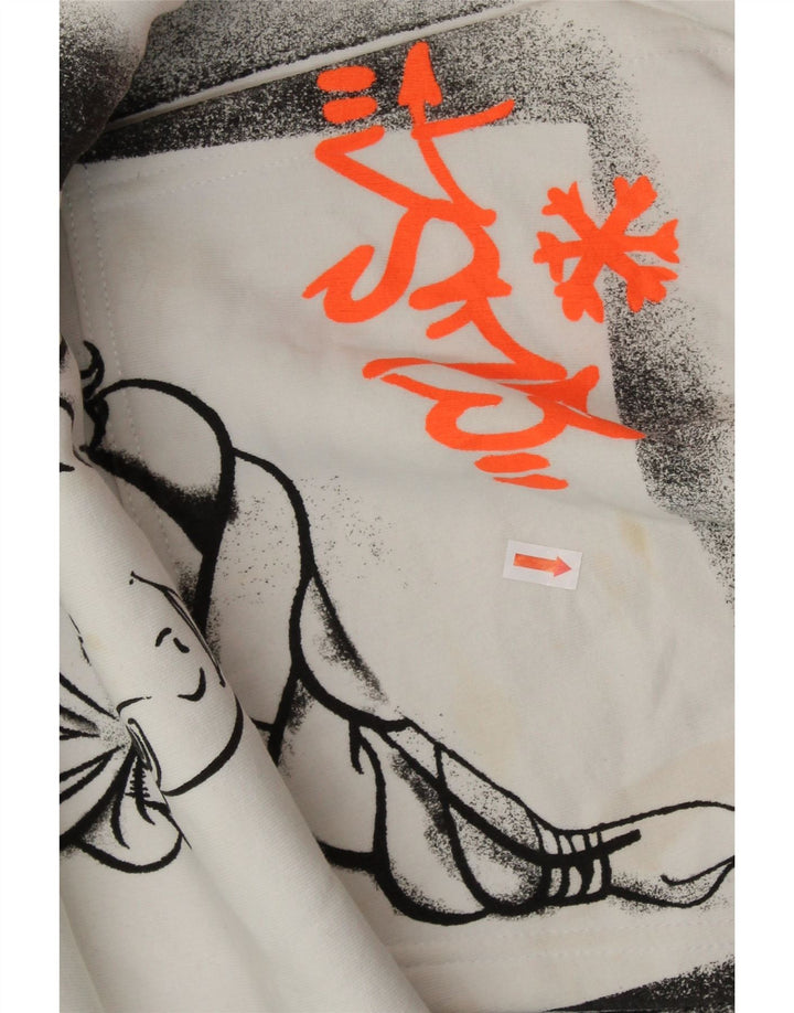 ZARA Damen Frozen Graphic Hoodie Pullover UK 10 Small Weiß