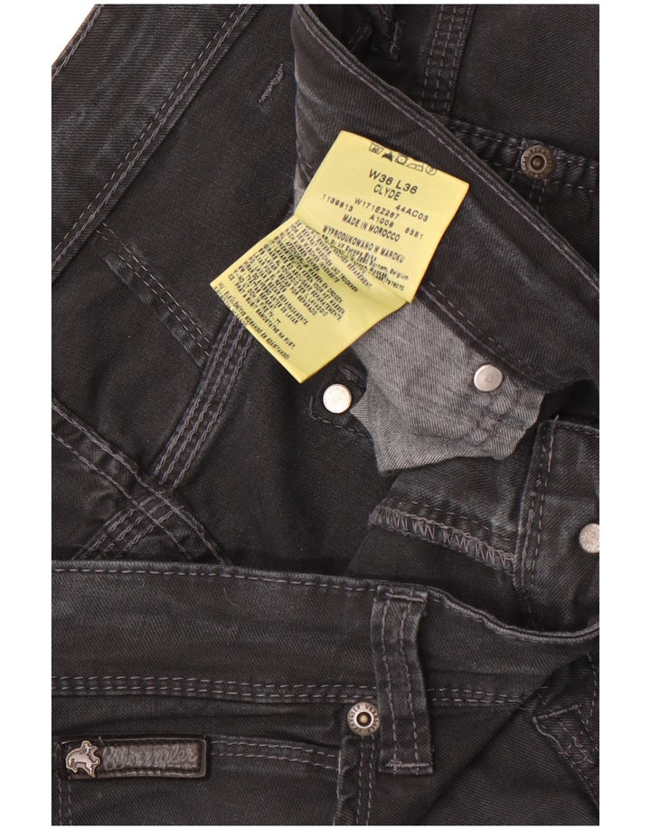 Wrangler Herren Clyde Straight Jeans W36 L32 Schwarze Baumwolle