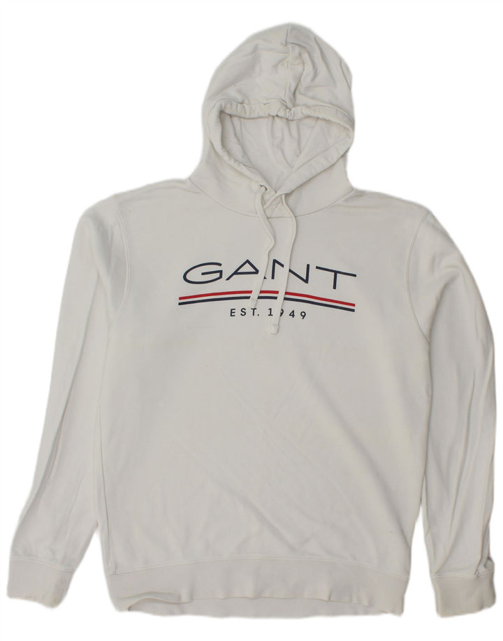 Gant Herren-Kapuzenpullover mit Grafik, groß, aus weißer Baumwolle