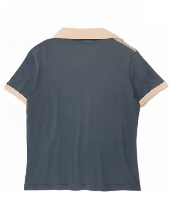 Maui and Sons Damen Poloshirt UK 14 Mittelblaue Colourblock-Baumwolle