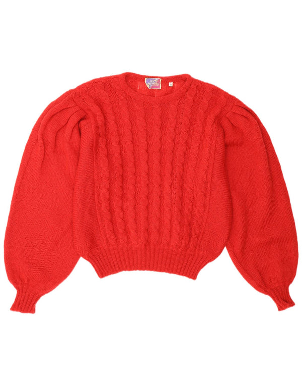 Vintage Damen Pullover mit Rundhalsausschnitt IT 44 Medium Red Mohair