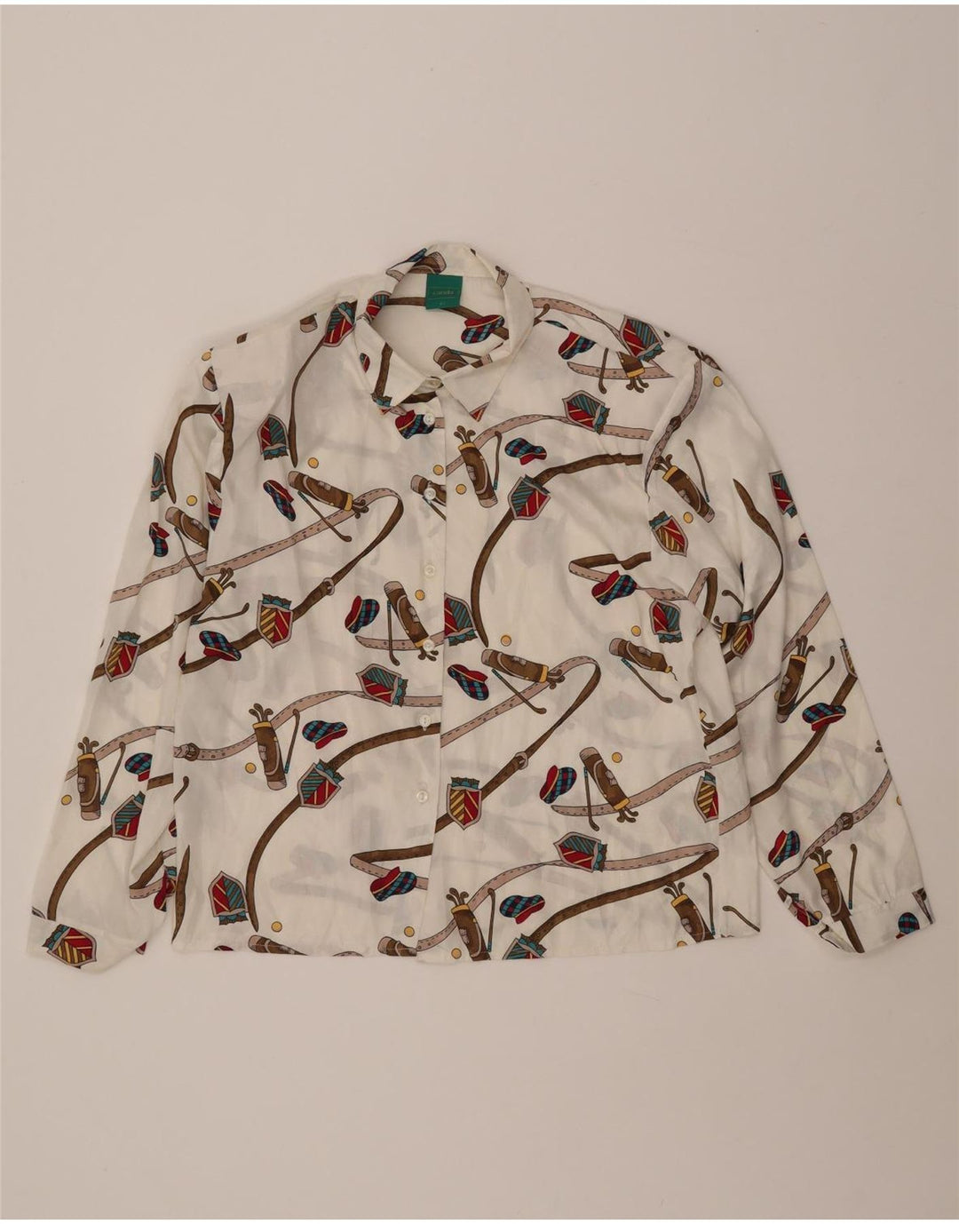 CANDA Damen-Hemdbluse mit abstraktem Muster, Größe 46, groß, aus weißem Polyester