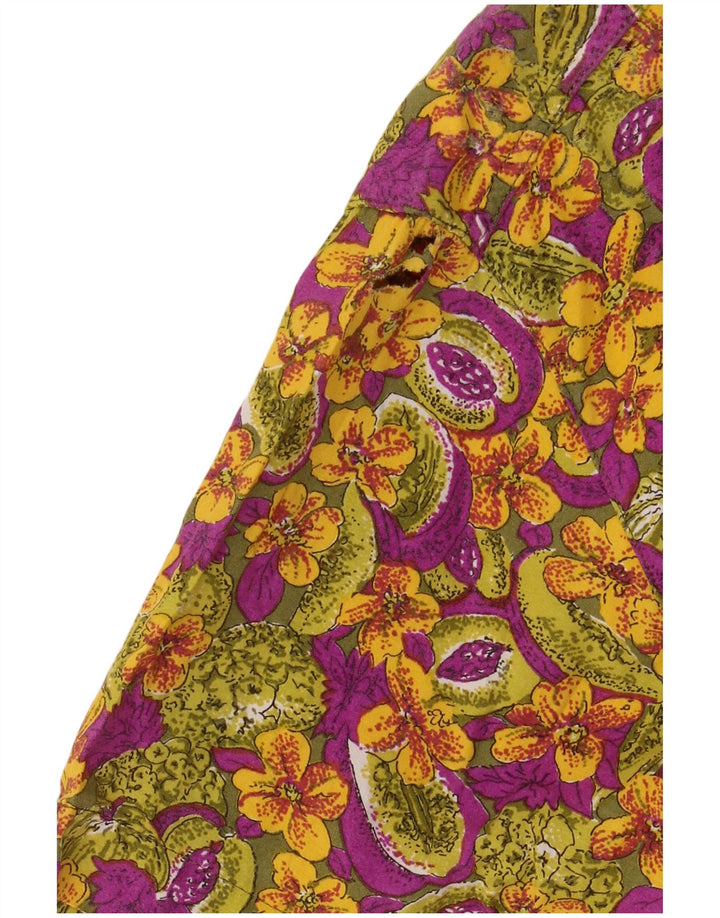 Vintage Herren Kurzarmhemd Medium Mehrfarbig Blumen Viskose