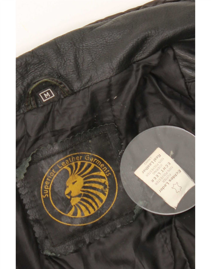 Vintage Damen Lederjacke UK 14 Medium Schwarz
