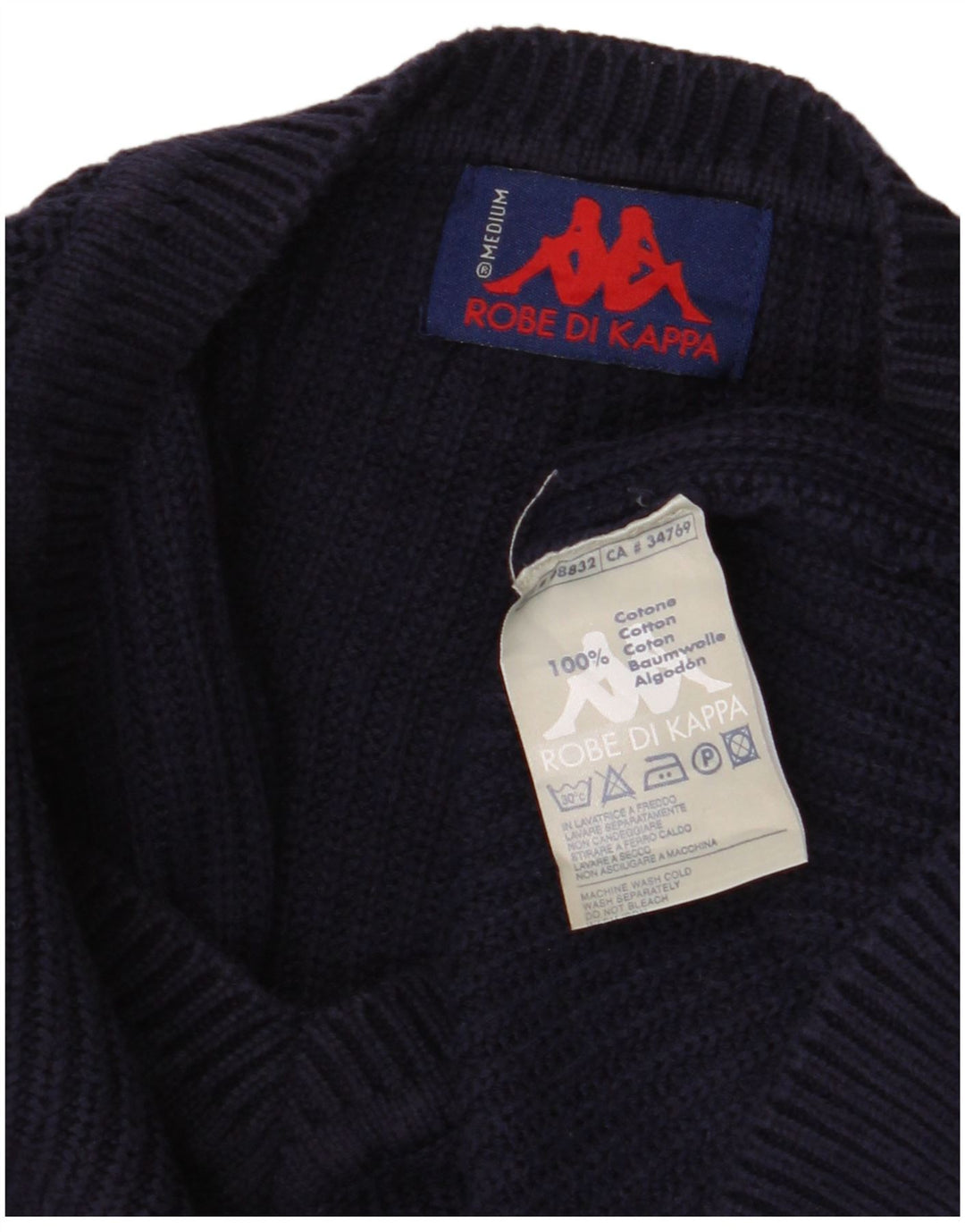 Kappa Herren-Pullover mit V-Ausschnitt aus mittelblauer Baumwolle