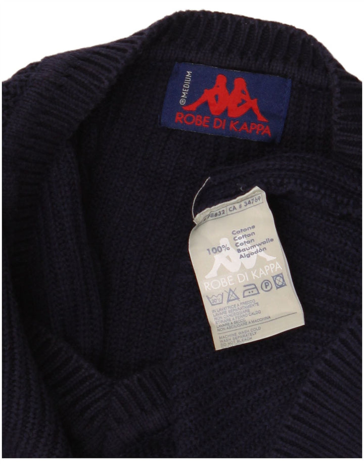 Kappa Herren-Pullover mit V-Ausschnitt aus mittelblauer Baumwolle