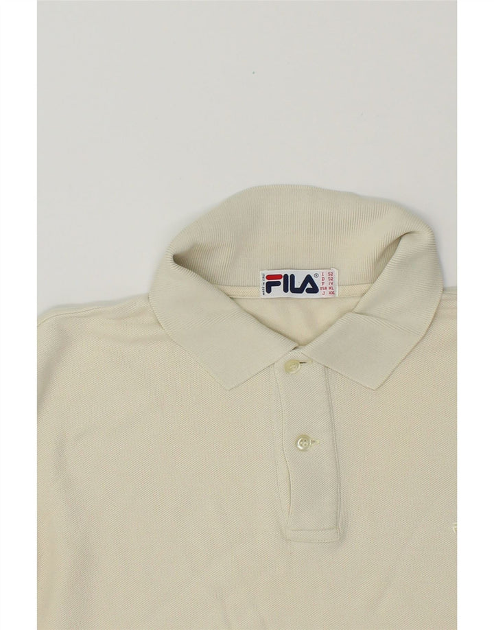FILA Mens Polo Shirt IT 52 Large Off White Cotton Vintage Fila and Second-Hand Fila from Messina Hembry 