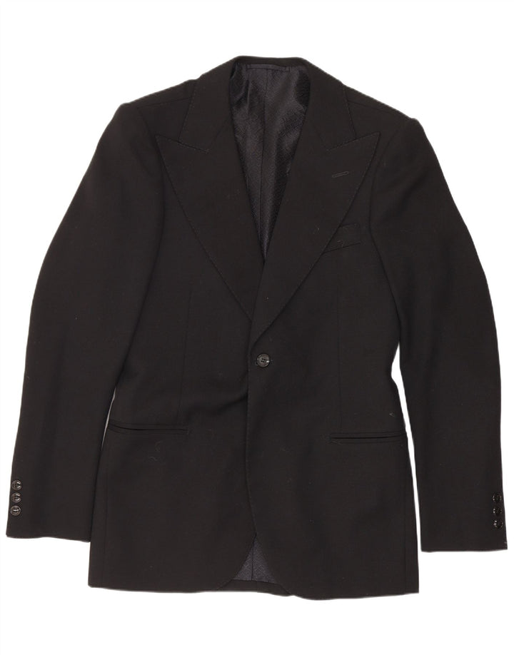 Vintage Herren 1 Knopf Blazer Jacke UK 36 Small Black Classic