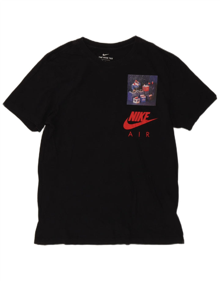 Nike Herren Air Graphic T-Shirt Top aus mittelschwarzer Baumwolle