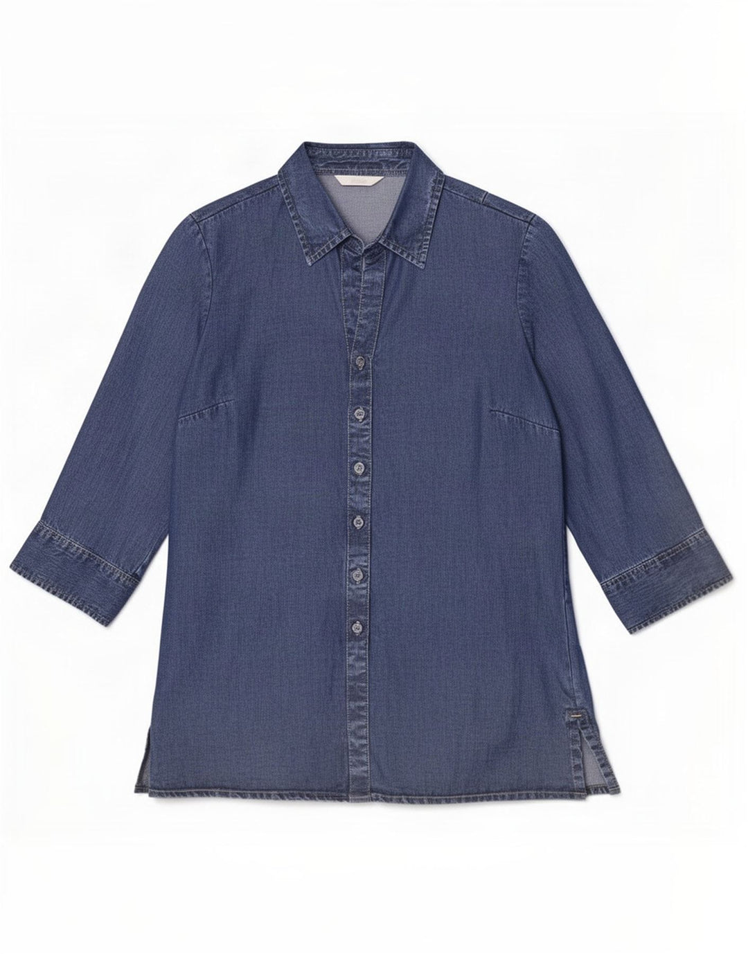 Marks & Spencer Damen-Denimhemd mit 3/4-Ärmeln, UK 12, mittelblaues Lyocell